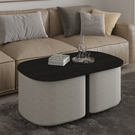 Hanah Home Juego de mesas de café Twin - Negro